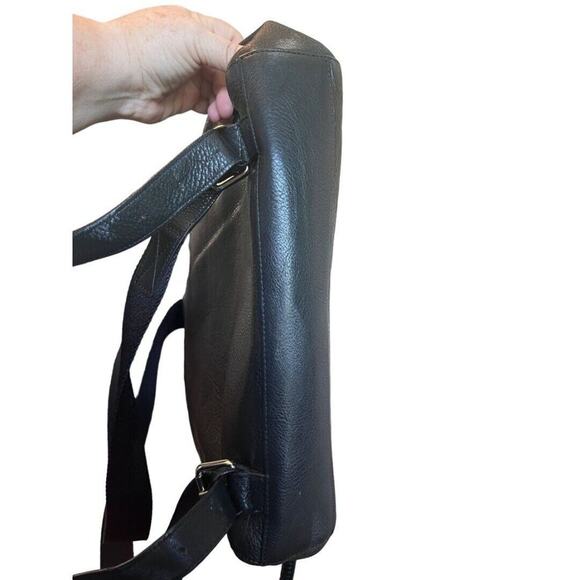 J. Estina Black Pebbled Leather Backpack Style Computer Bag Brief Case - Picture 10 of 16